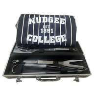 BBQ SET WITH BUTCHER STRIPE APRON